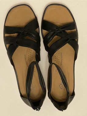 Clarks Black Leather Strappy Slingback Sandals Clara Rae